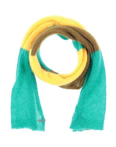 Shop Dsquared2 Man Scarf Emerald Green Size - Mohair Wool, Polyamide, Wool