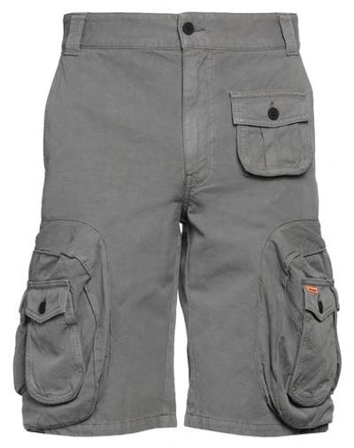 Shop Heron Preston Man Shorts & Bermuda Shorts Grey Size L Cotton, Linen
