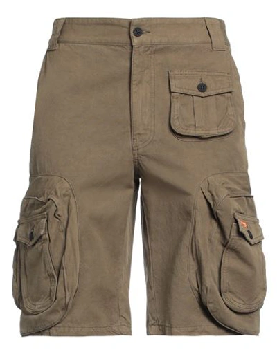 Shop Heron Preston Man Shorts & Bermuda Shorts Military Green Size M Cotton, Linen