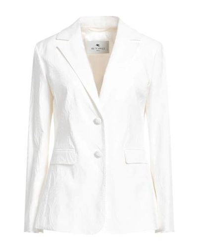 Shop Etro Woman Blazer White Size 4 Cotton, Viscose, Elastane