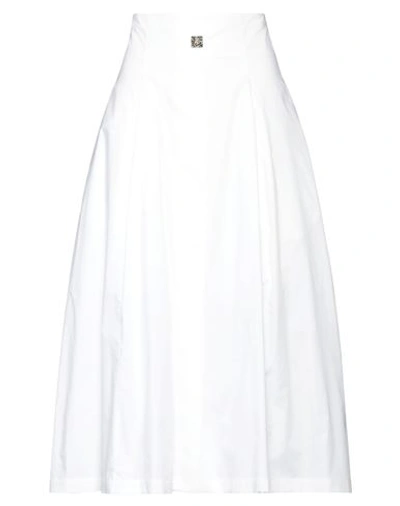 Shop Rochas Woman Midi Skirt White Size 6 Cotton