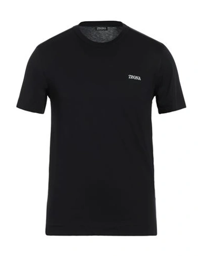 Zegna Man T-shirt Black Size 38 Cotton In Black