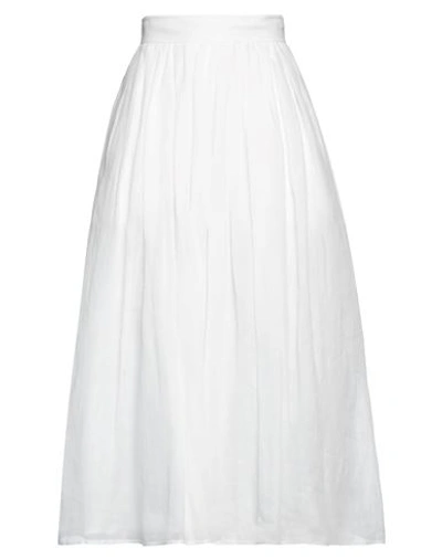Shop Chloé Woman Midi Skirt White Size 4 Ramie