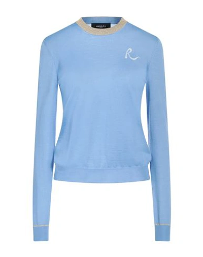Shop Rochas Woman Sweater Light Blue Size L Cashmere, Polyester, Metallic Polyester