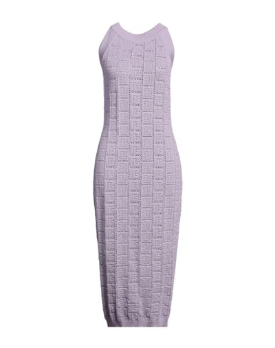 Shop Balmain Woman Midi Dress Lilac Size 14 Viscose, Polyamide In Purple