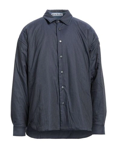 Shop Acne Studios Man Shirt Midnight Blue Size 42 Cotton, Nylon, Elastane