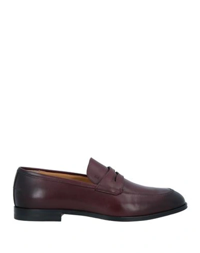 Shop Bally Man Loafers Burgundy Size 8 Calfskin In Red