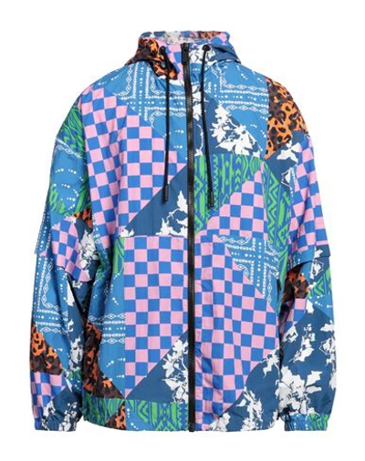 Shop Marcelo Burlon County Of Milan Marcelo Burlon Man Jacket Bright Blue Size L Polyamide, Polyester