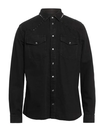 Shop Valentino Garavani Man Denim Shirt Black Size 40 Cotton