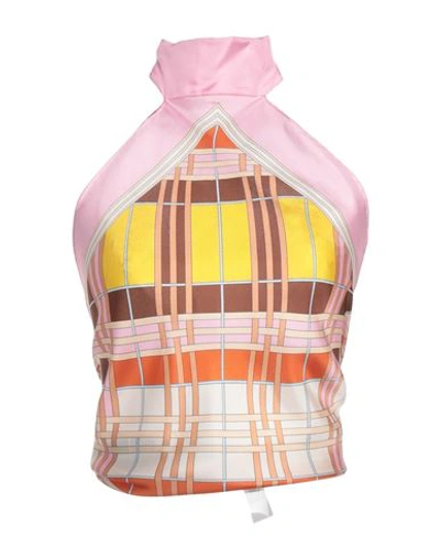 Shop Burberry Woman Top Pink Size Onesize Silk