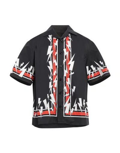 Neil Barrett Short Sleeved Boxy Fit Shirts With Jumbled Bolts Print In Blue