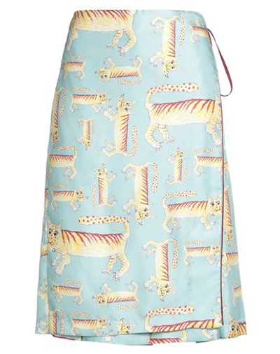 Shop Marni Woman Midi Skirt Sky Blue Size 6 Silk