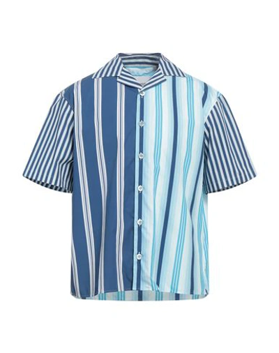 Shop Neil Barrett Man Shirt Blue Size Xxl Cotton