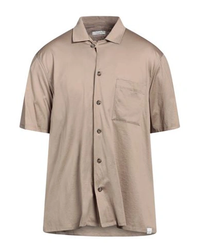 Shop Paolo Pecora Man Shirt Khaki Size 3xl Cotton In Beige