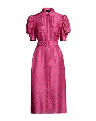 Shop Rochas Woman Midi Dress Fuchsia Size 6 Silk In Pink