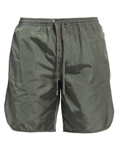 Shop Neil Barrett Man Swim Trunks Military Green Size Xl Polyester
