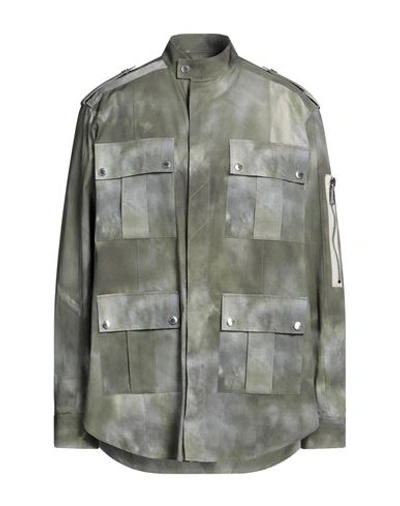 Shop Balmain Man Jacket Military Green Size 40 Cotton