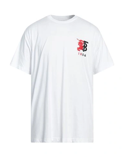 Shop Burberry Man T-shirt White Size L Cotton, Elastane