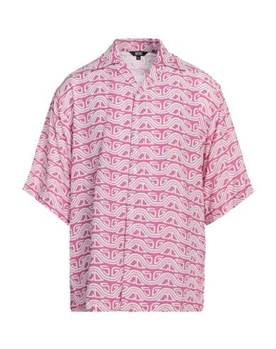Shop Gcds Man Shirt Fuchsia Size Xl Viscose In Pink