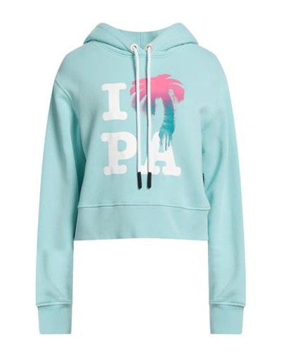 Shop Palm Angels Woman Sweatshirt Turquoise Size L Cotton, Elastane, Polyester In Blue