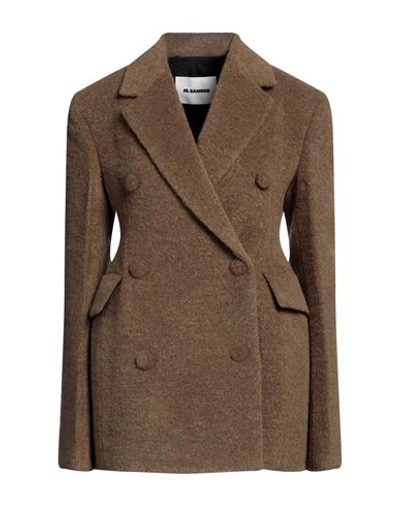 Shop Jil Sander Woman Coat Military Green Size 4 Virgin Wool, Alpaca Wool, Polyamide