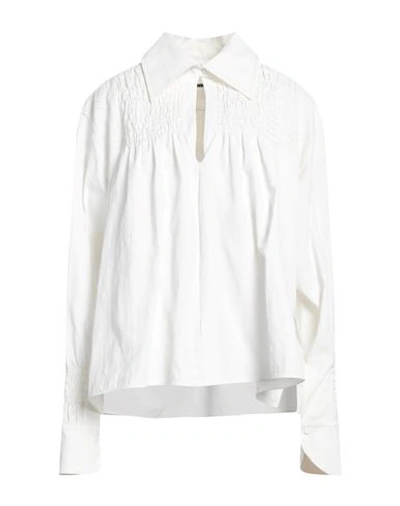 Shop Jil Sander Woman Top Ivory Size 12 Linen, Polyester In White