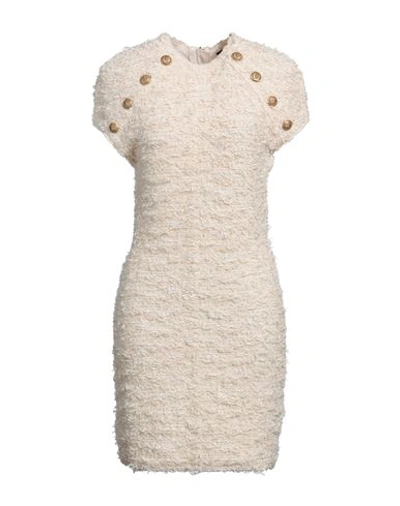 Shop Balmain Woman Mini Dress Ivory Size 10 Cotton, Viscose, Polyamide, Polyester In White