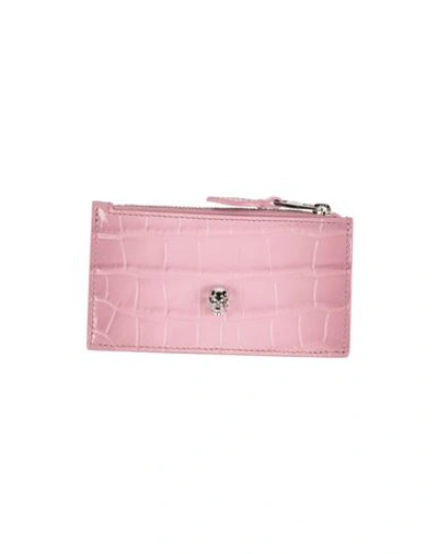 Shop Alexander Mcqueen Woman Document Holder Pastel Pink Size - Soft Leather