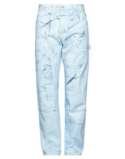 Shop Heron Preston Man Pants Blue Size 33 Cotton