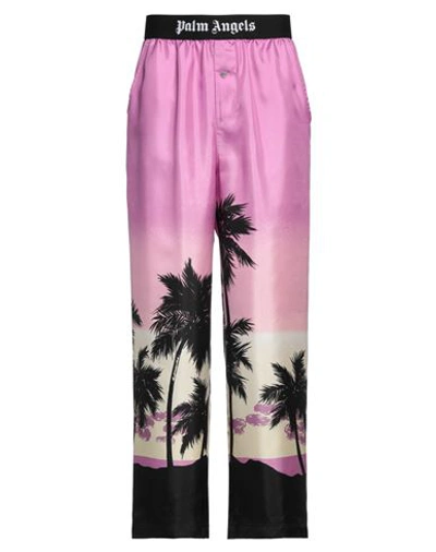Shop Palm Angels Man Pants Mauve Size L Silk In Purple