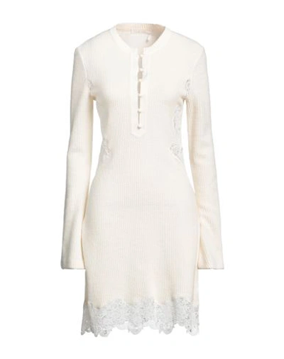 Shop Chloé Woman Midi Dress Ivory Size 8 Virgin Wool, Polyester In White