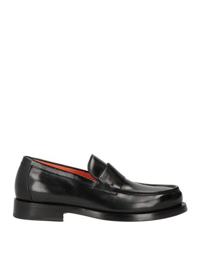 Shop Santoni Man Loafers Black Size 8 Soft Leather