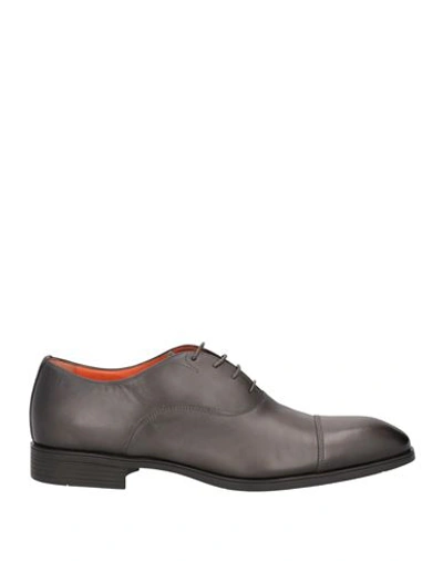 Shop Santoni Man Lace-up Shoes Steel Grey Size 9 Leather