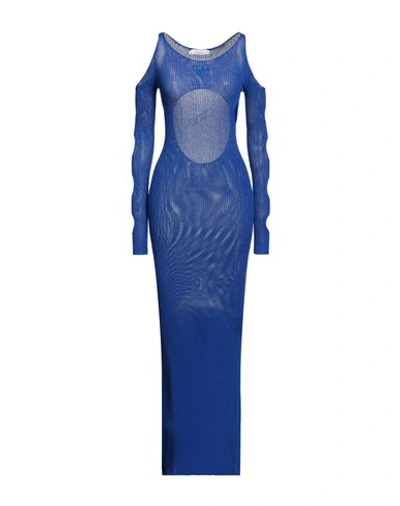 Shop Off-white Woman Maxi Dress Bright Blue Size 6 Viscose, Polyester