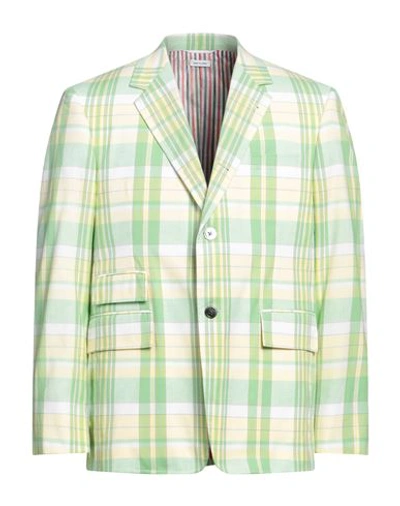 Shop Thom Browne Man Blazer Light Green Size 4 Cotton