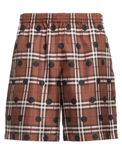 Shop Burberry Man Shorts & Bermuda Shorts Brown Size L Silk
