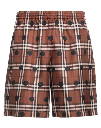 Burberry Man Swim Trunks Brown Size L Polyester In Brown