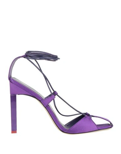 Attico Adele 105 Wraparound Satin Sandals In Purple