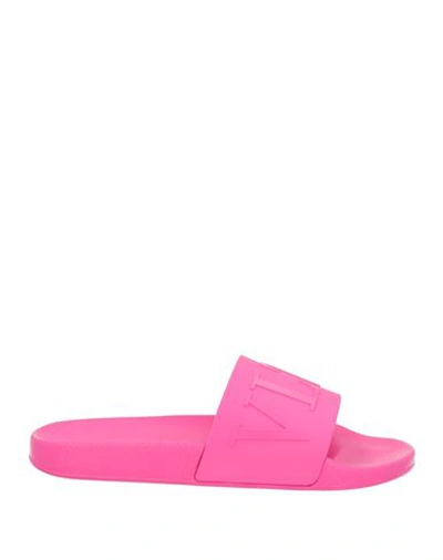 Shop Valentino Garavani Man Sandals Fuchsia Size 9 Rubber In Pink