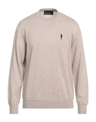 Shop Neil Barrett Man Sweater Beige Size Xxl Wool