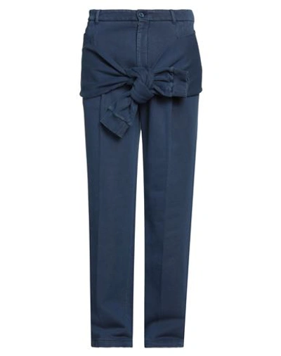 Shop Burberry Man Pants Blue Size 34 Cotton, Elastane