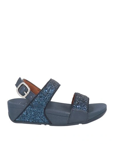 Shop Fitflop Woman Sandals Midnight Blue Size 5 Textile Fibers