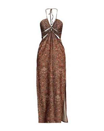 Shop 4giveness Woman Maxi Dress Brown Size L Polyester, Elastane, Polyamide