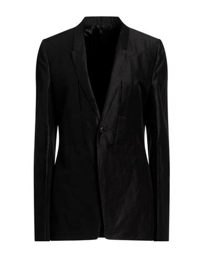 Shop Rick Owens Woman Blazer Black Size 12 Linen, Polyamide