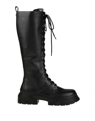 Steve Madden Woman Boot Black Size 8 Leather In Black