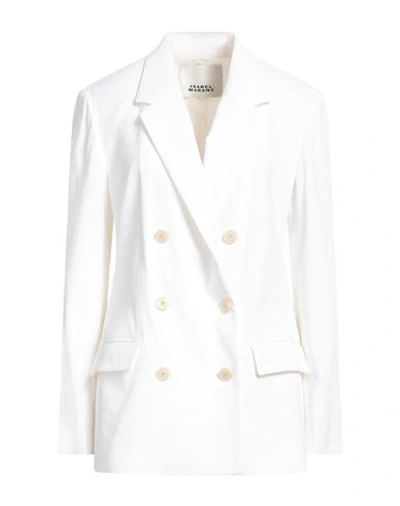 Shop Isabel Marant Woman Blazer White Size 10 Hemp, Viscose, Elastane