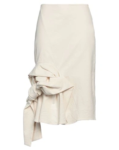 Shop Jacquemus Woman Midi Skirt Off White Size 6 Cotton, Viscose, Elastane