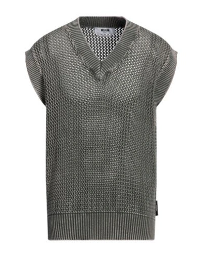 Msgm Man Sweater Lead Size Xl Cotton In Grey