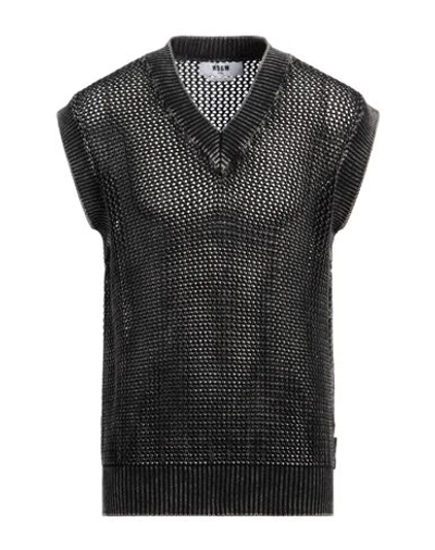 Shop Msgm Man Sweater Black Size Xl Cotton