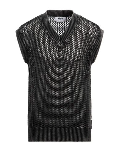 Msgm Man Sweater Black Size Xl Cotton In Black